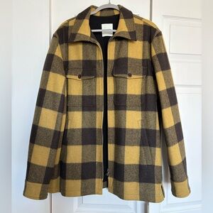 Sandro Men's Mustard and dark brown Check Jacket